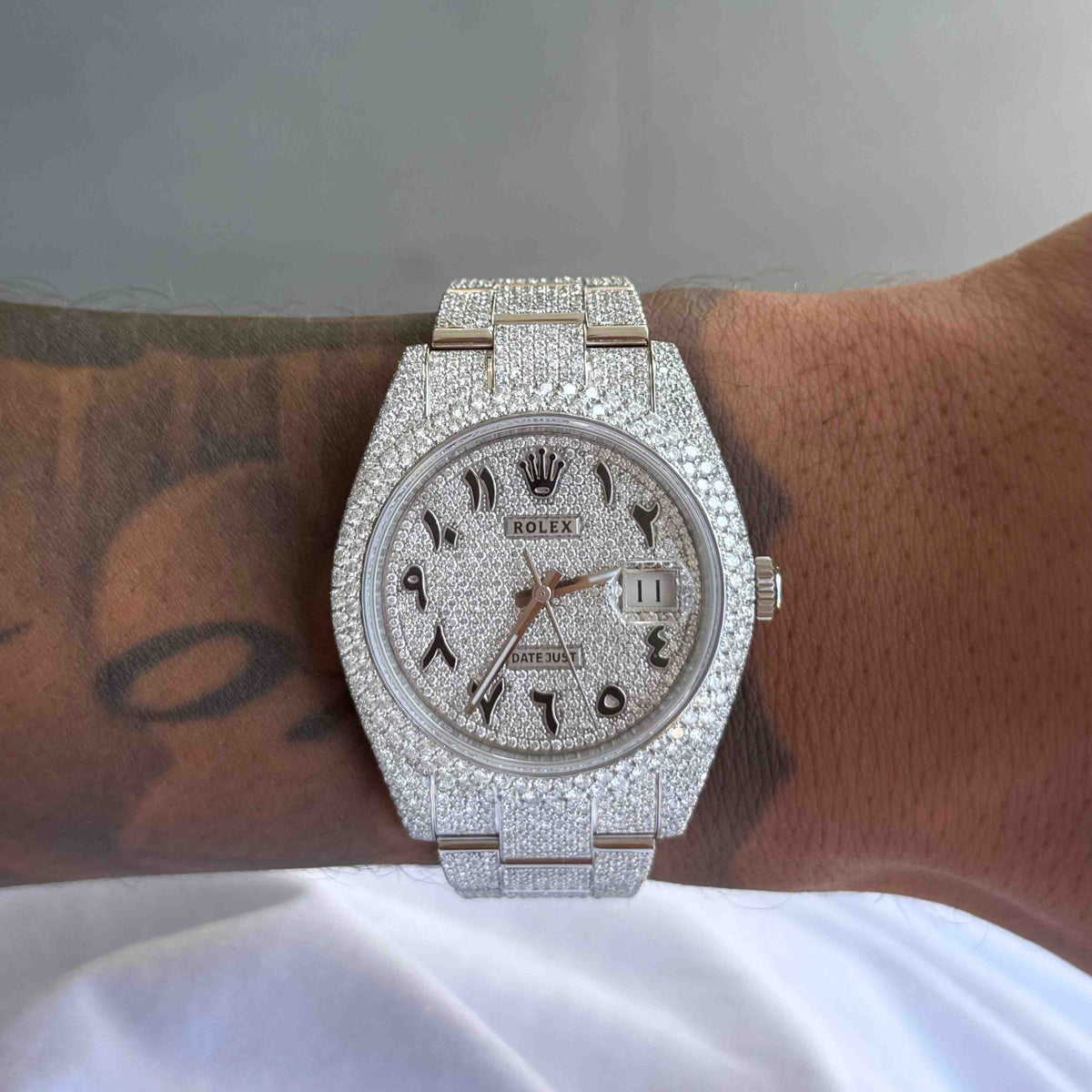 Diamond Rolex Datejust Oyster 41mm Stainless Steel Arabic Dial