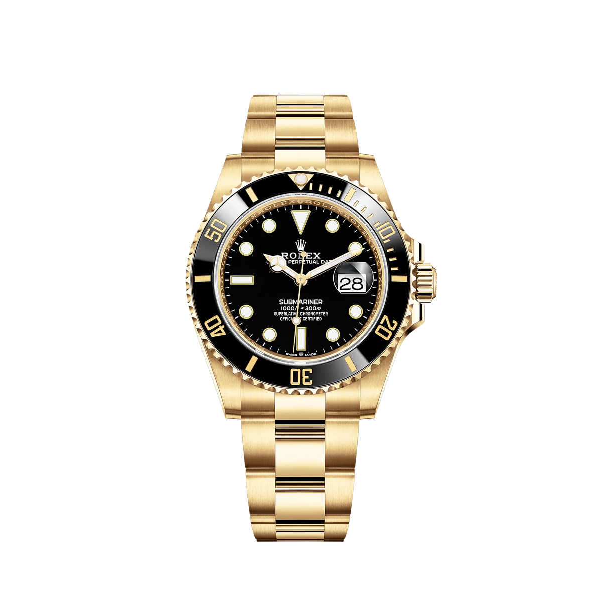 Rolex Submariner Date 41mm 18k Yellow Gold Black Bezel Dial
