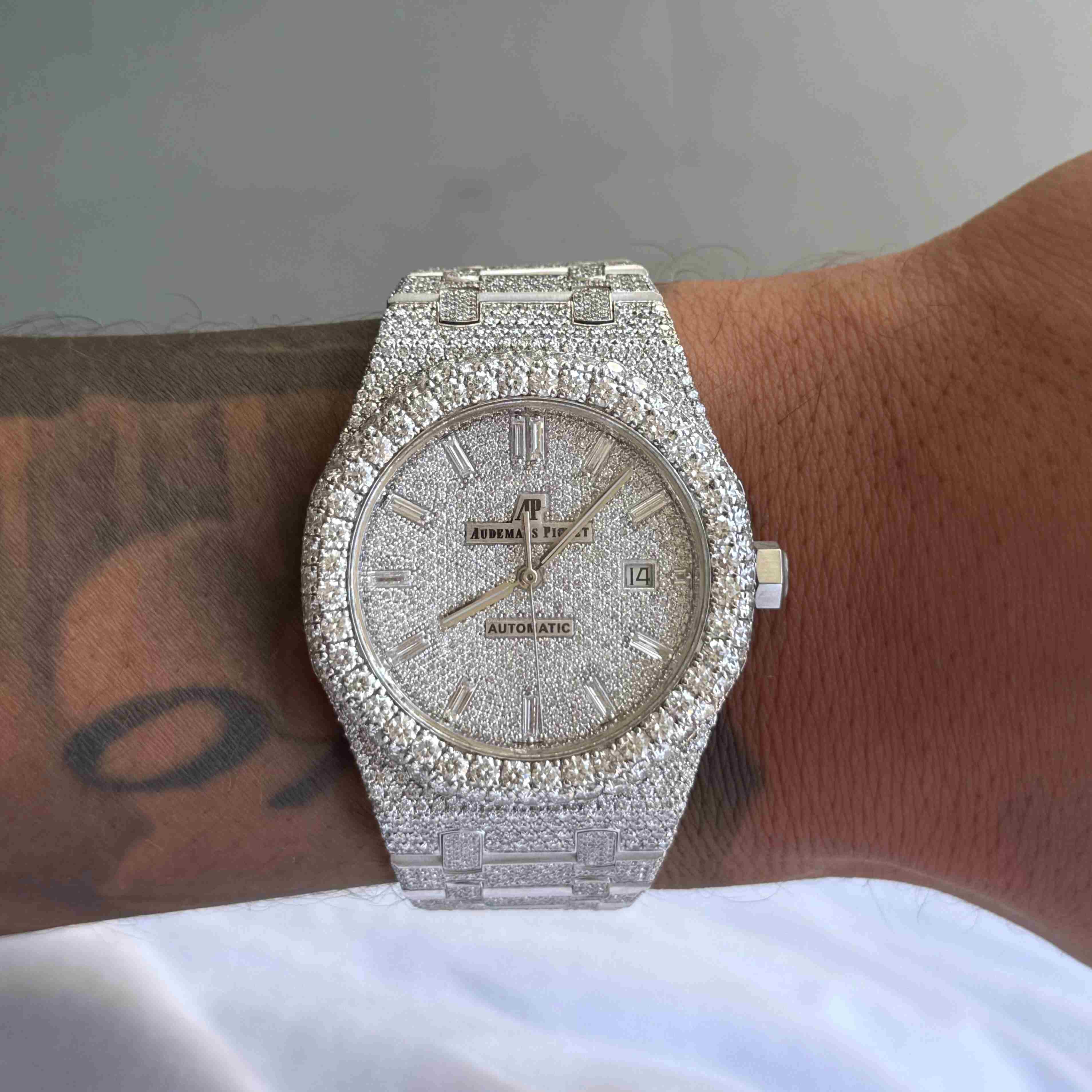 Wrist Ap Iced Out Watch Diamond Audemars Piguet Royal Oak 41mm