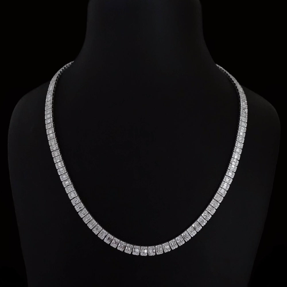 Baguette Diamond Tennis Necklace