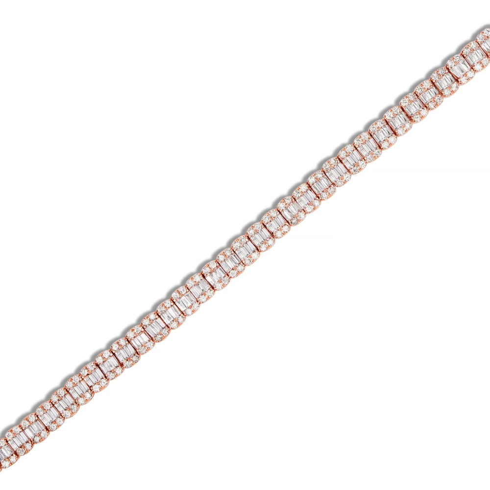 Baguette Diamond Tennis Necklace in Rose Gold | Diamond Necklaces in Dubai, UAE