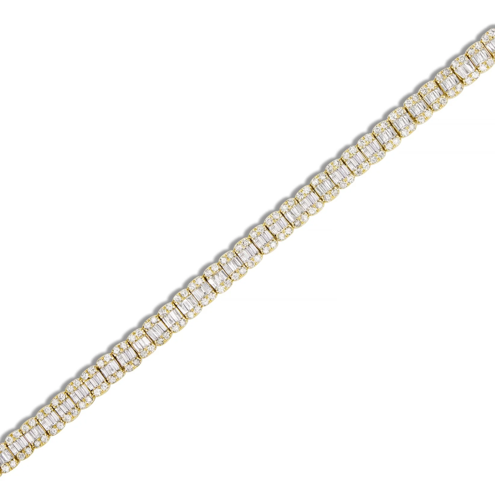 Baguette Diamond Tennis Necklace in Yellow Gold | Diamond Necklaces in Dubai, UAE