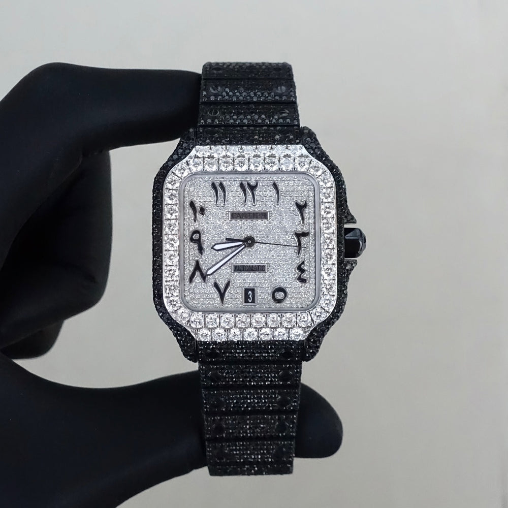 Black Diamond Cartier Santos 40mm | Cartier Diamond Watches in Dubai, UAE