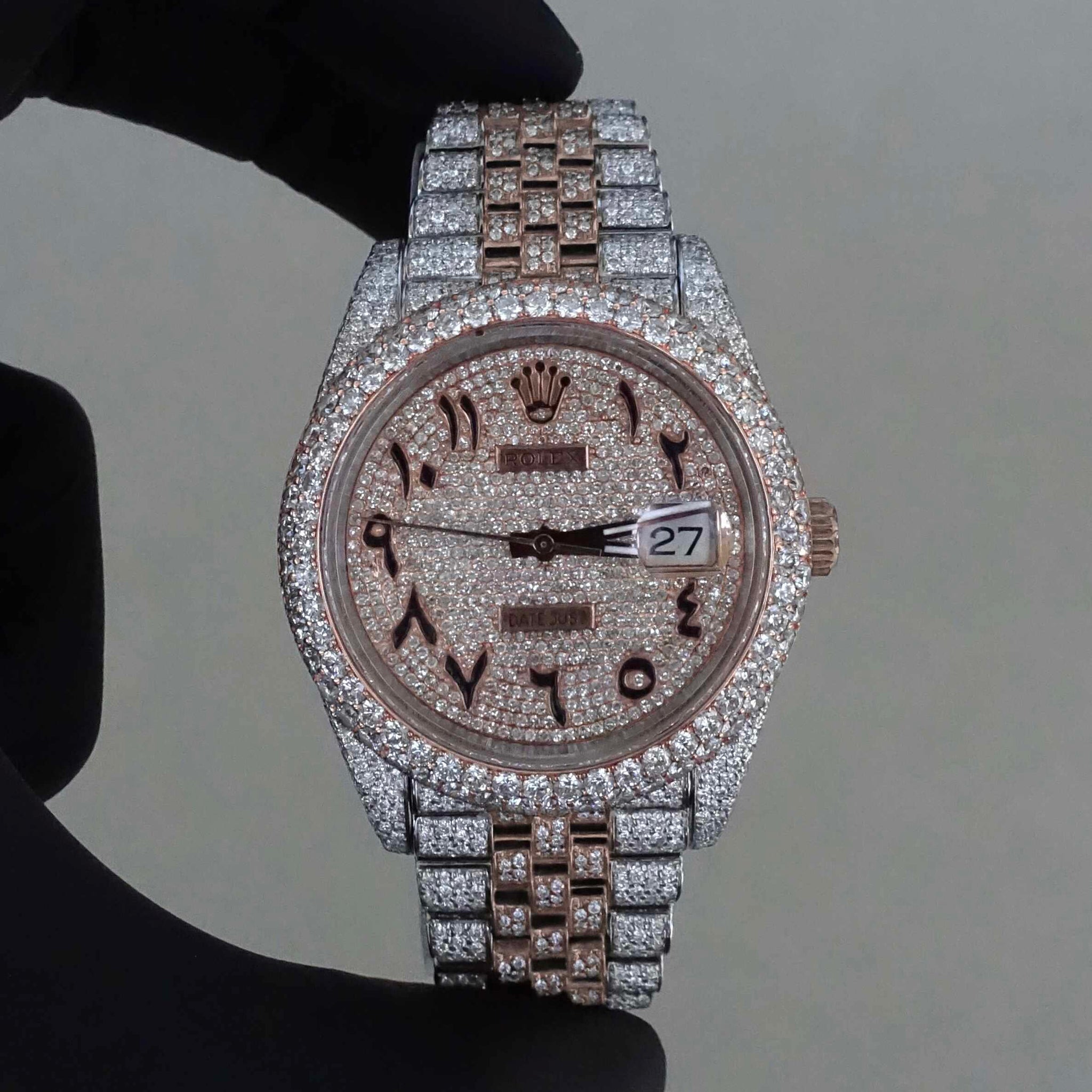 Diamond Rolex Datejust Jubilee 41mm Steel Rose Gold Arabic