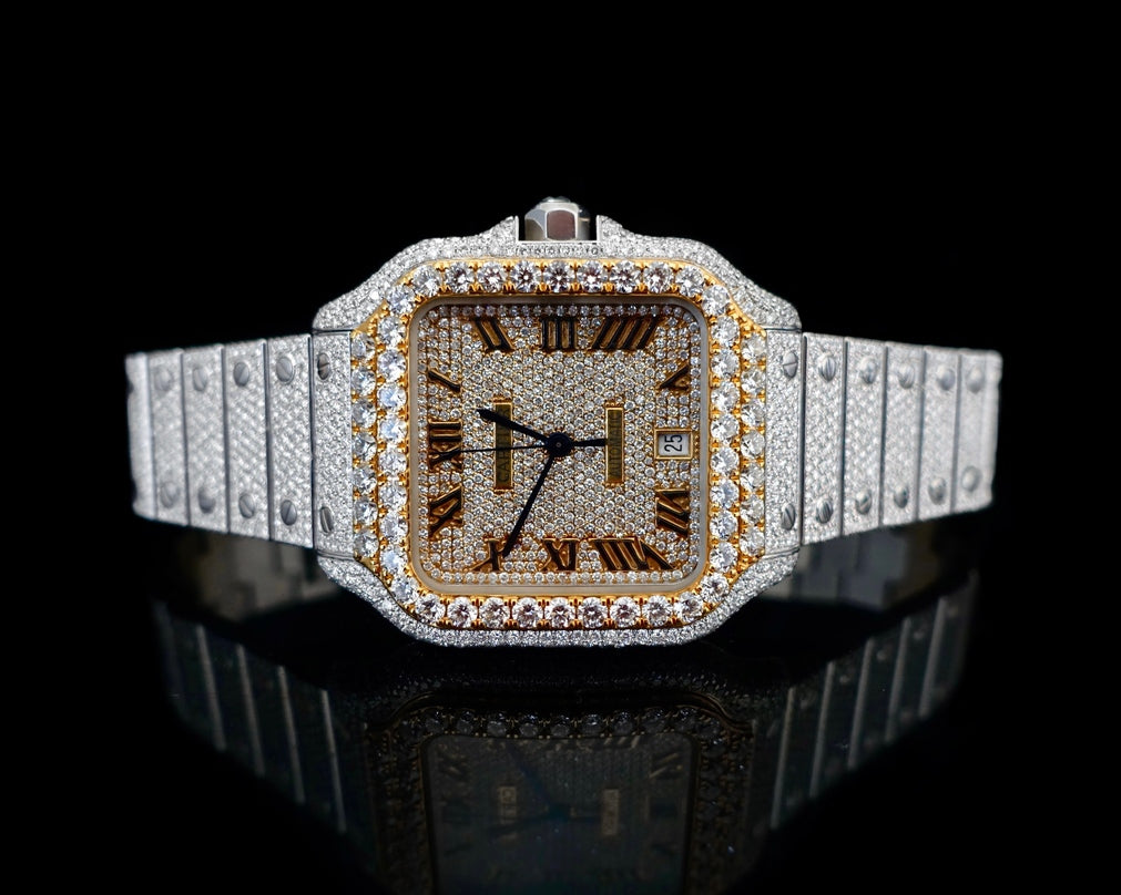 Diamond Cartier Santos 40mm 2 Tone Yellow Gold | Cartier Diamond Watches in Dubai, UAE