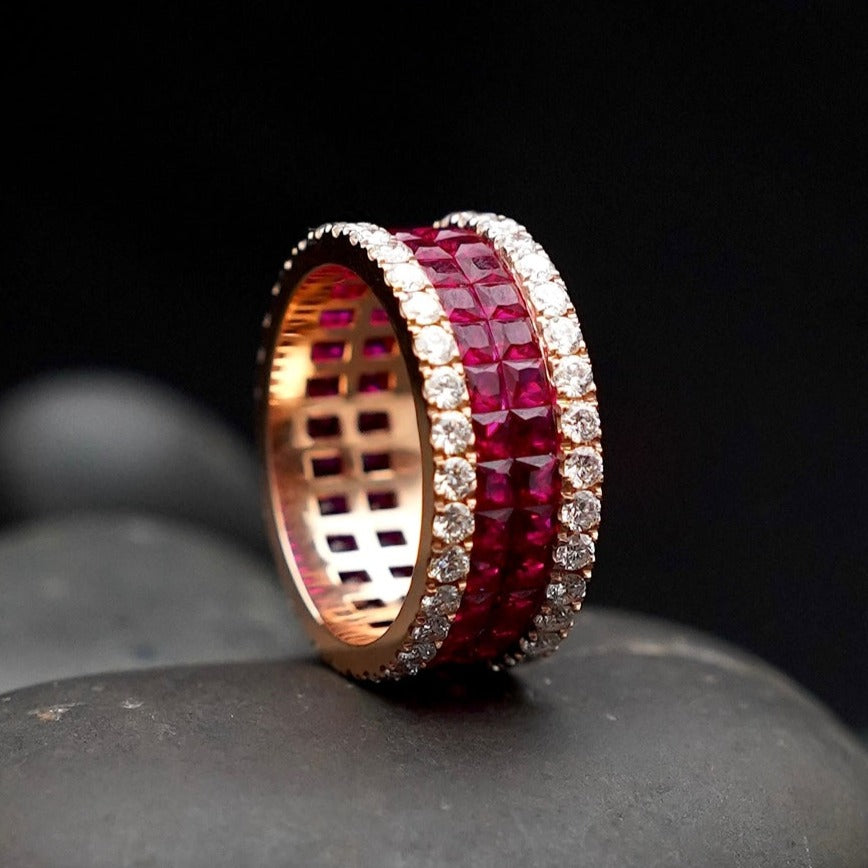 Diamond & Ruby Ring | Men Diamond Rings in Dubai, UAE