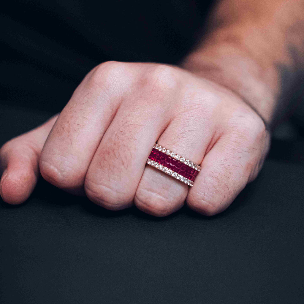 Ruby & Diamond Eternity Ring | Men Diamond Rings in Dubai, UAE