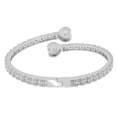 [global ice paris] - Baguette Diamond Heart Bangle
