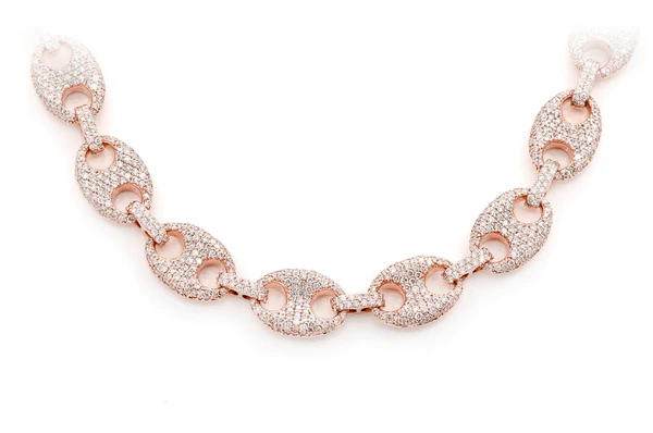 Diamond Gucci Link Necklace 14k rose gold | in Dubai, UAE | Global Ice