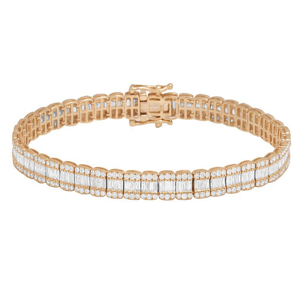 Baguette Diamond Tennis Bracelet Rose Gold | Diamond Bracelets in Dubai UAE
