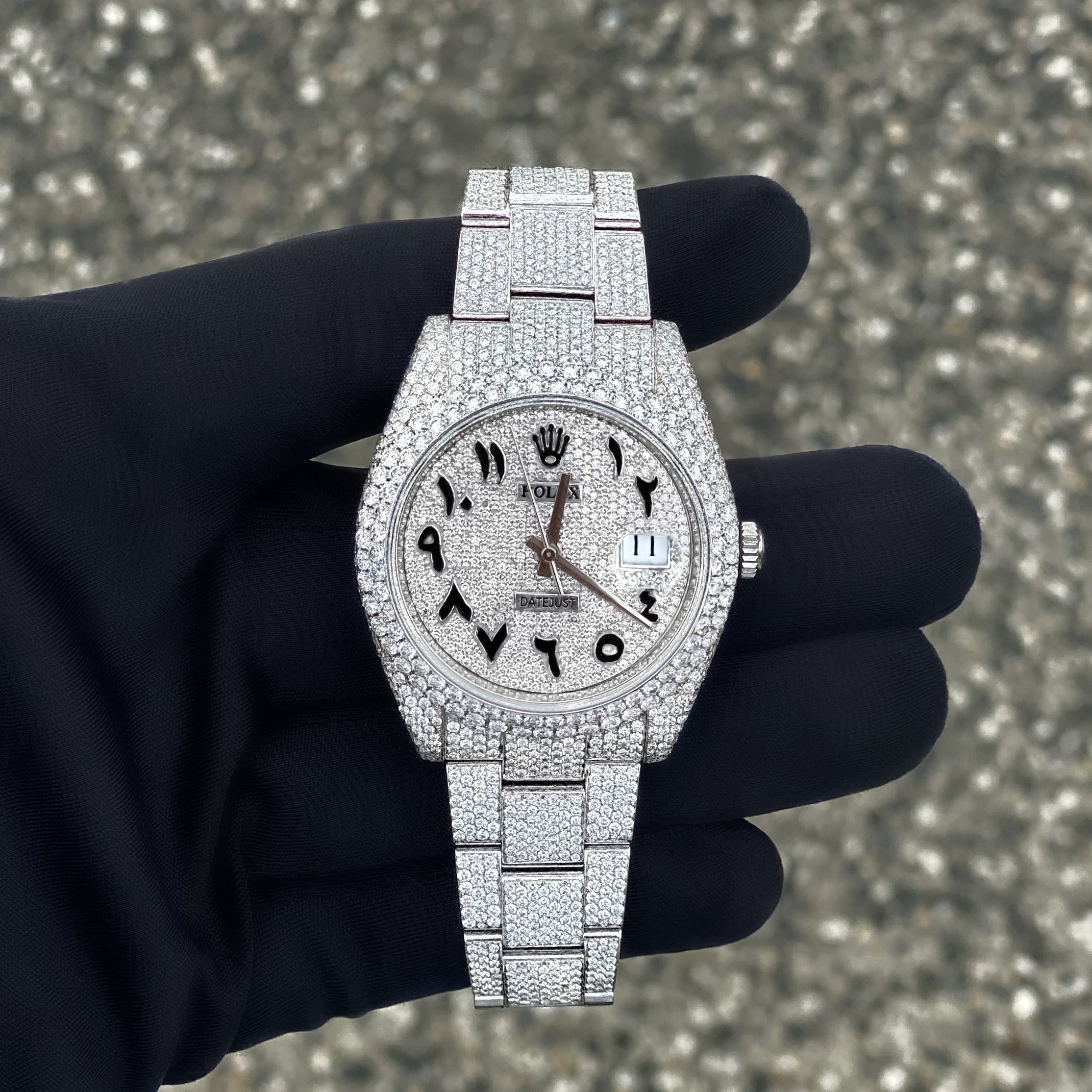 Arabic iced out rolex Clearance