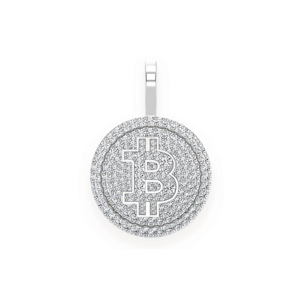 Diamond Bitcoin Pendant in VS Diamonds & White Gold | Men Diamond Pendants in Dubai, UAE