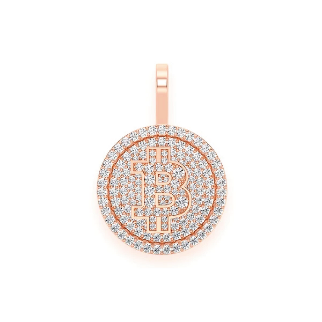 Diamond Bitcoin Pendant in VS Diamonds & Rose Gold | Men Diamond Pendants in Dubai, UAE