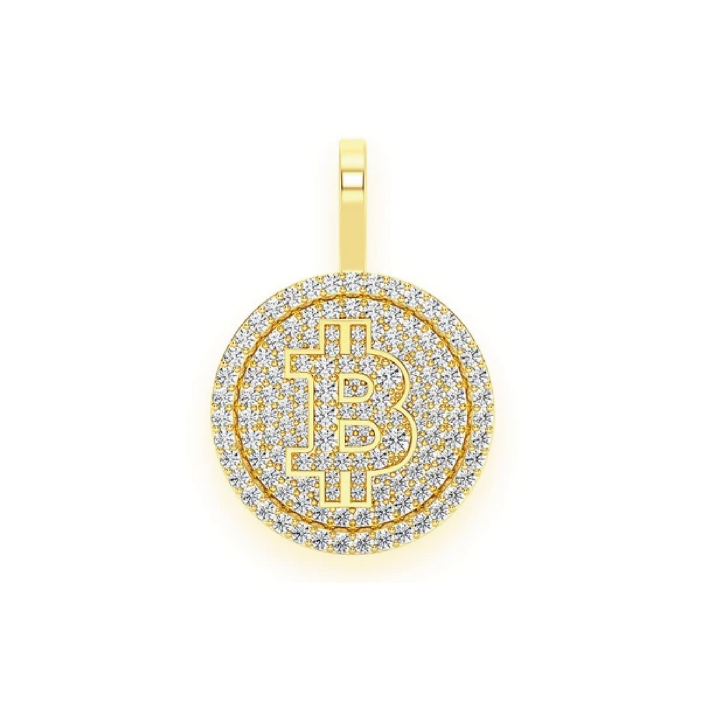 Diamond Bitcoin Pendant in VS Diamonds & Yellow Gold | Men Diamond Pendants in Dubai, UAE