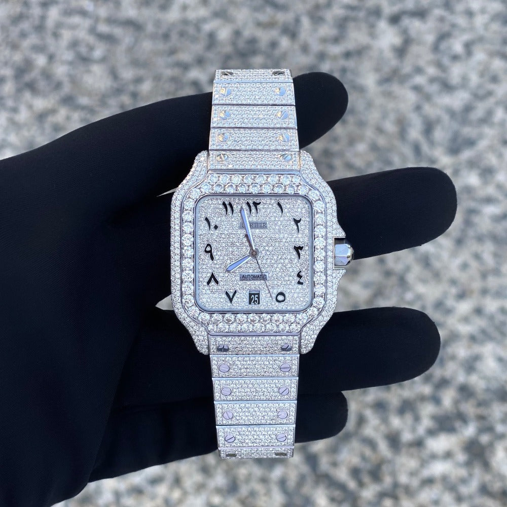 Fully iced out cartier watch Clearance
