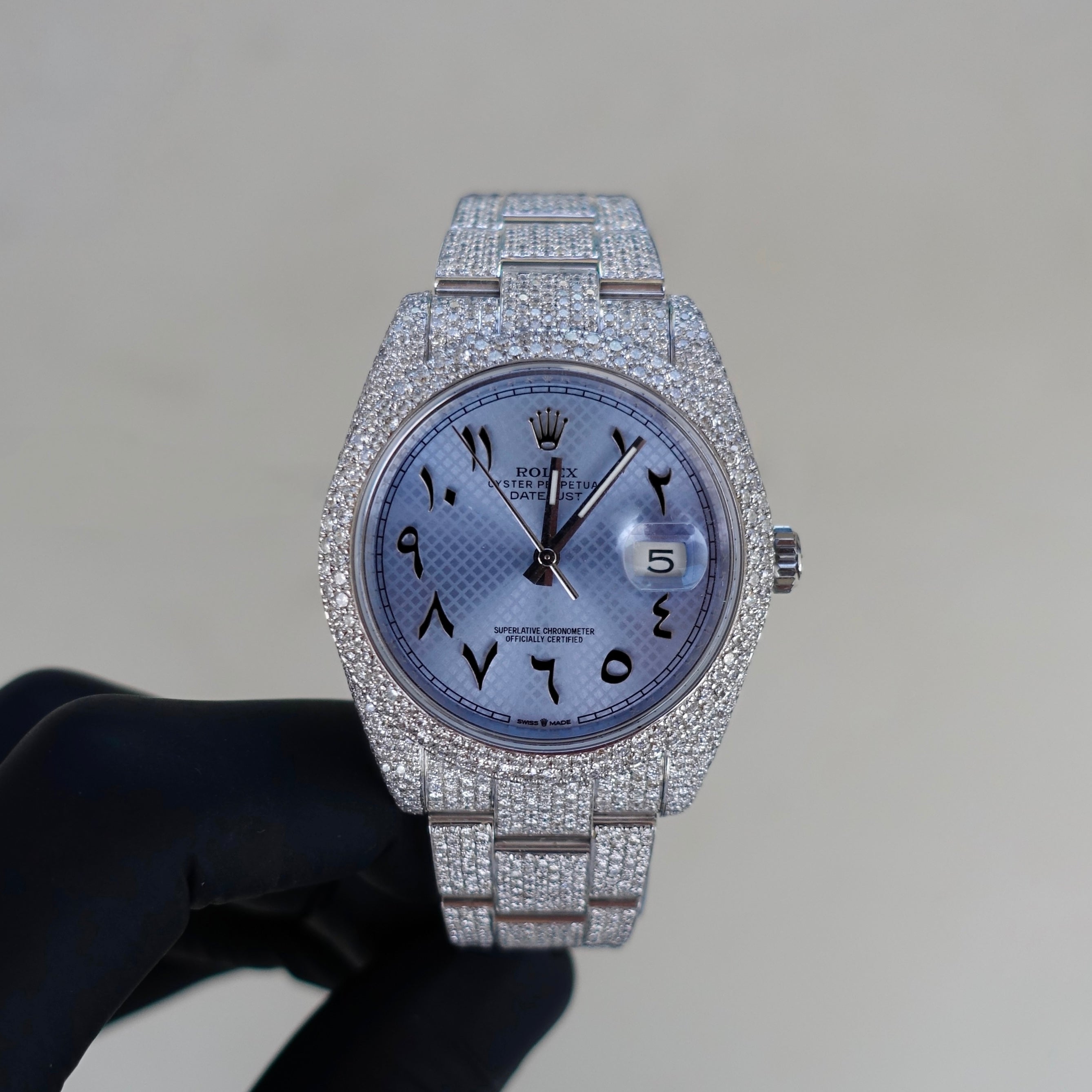 Diamond Rolex Datejust Oyster 41mm Stainless Steel Custom