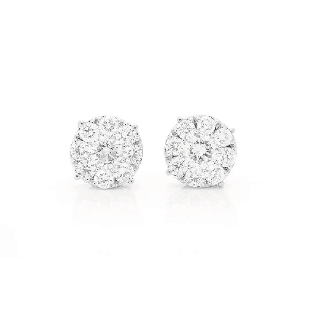 Unisex Diamond Cluster Earrings | in Dubai, UAE | Global Ice