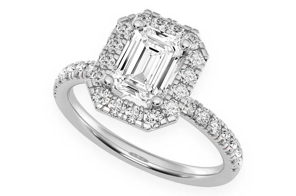 Emerald Cut Halo Diamond Ring | Engagement & Wedding Rings in Dubai, UAE | Global Ice