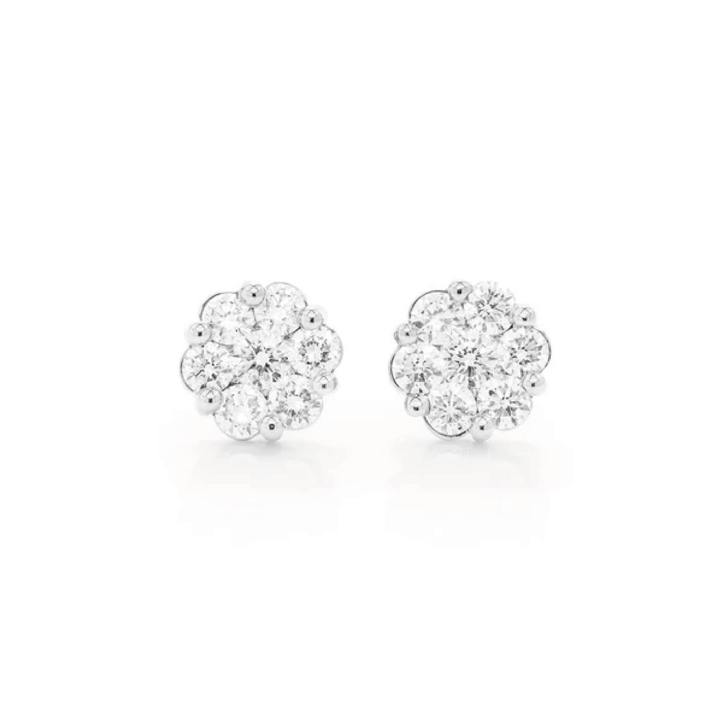 Unisex Diamond Flower Earrings | in Dubai, UAE | Global Ice