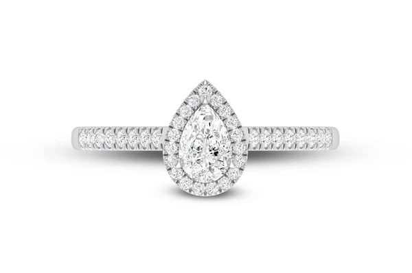 Pear Cut Halo Diamond Ring | Engagement & Wedding Rings in Dubai, UAE | Global Ice