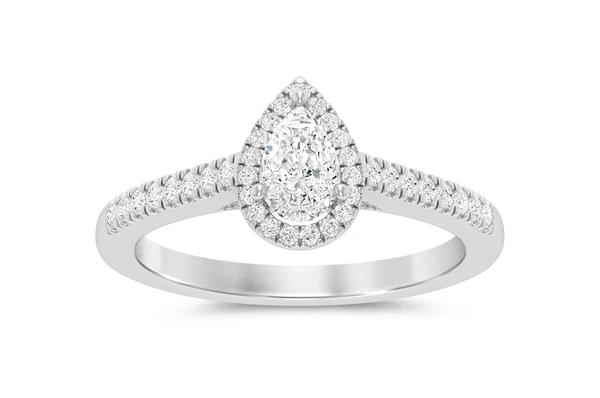 Pear Cut Halo Diamond Ring | Engagement & Wedding Rings in Dubai, UAE | Global Ice