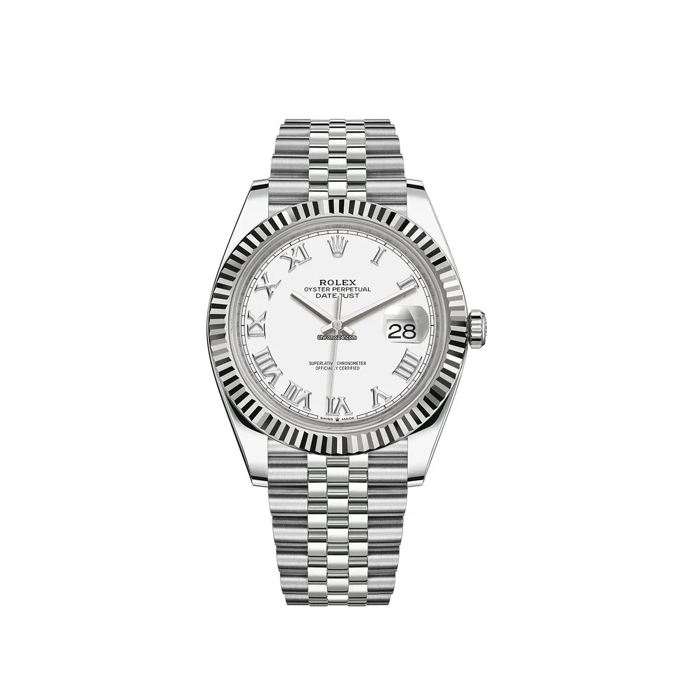 Rolex Datejust Jubilee 41mm Stainless Steel White Roman Dial