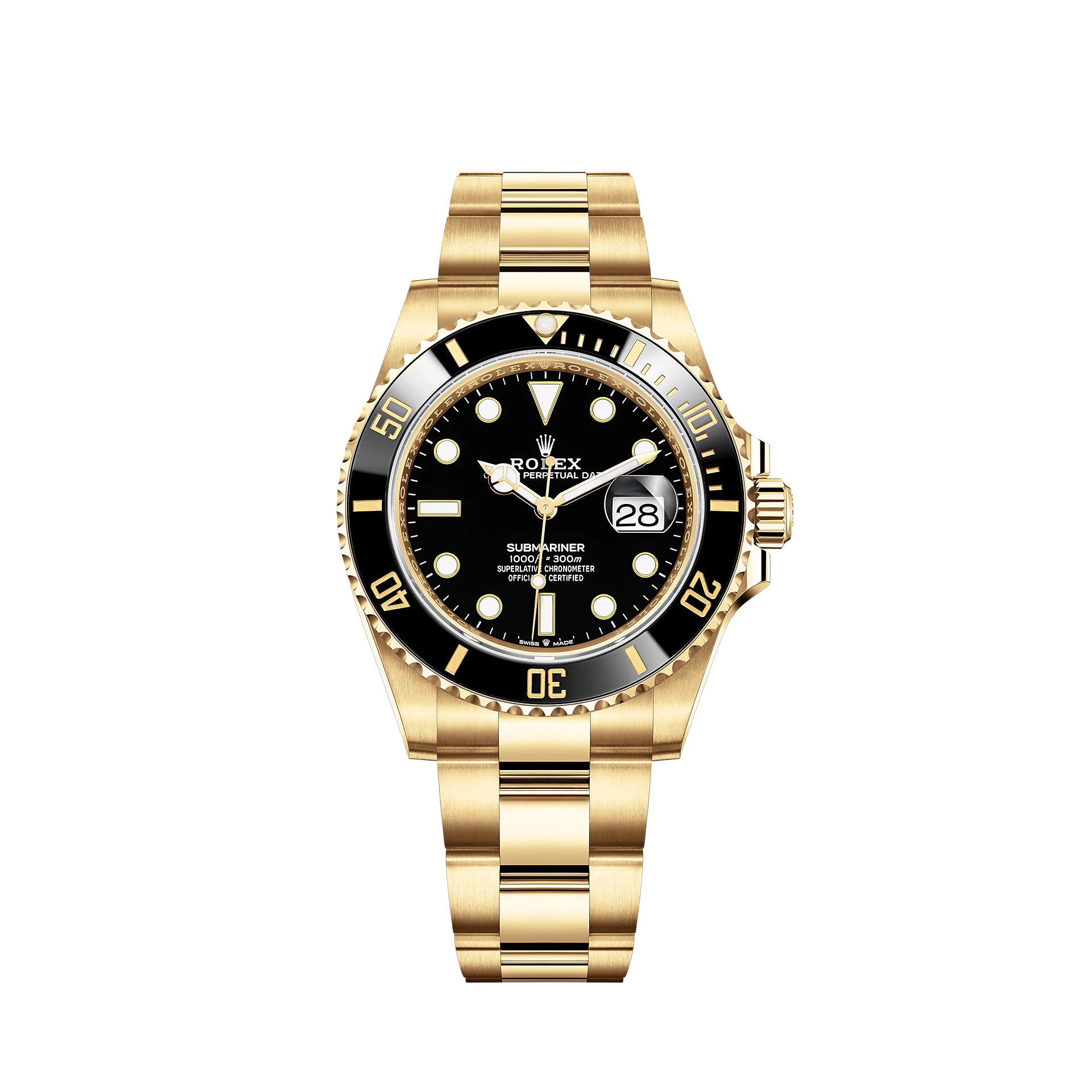 Rolex Submariner Date 41mm 18k Yellow Gold Black Bezel Dial
