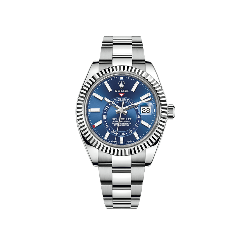 Stainless steel sky dweller blue face best sale